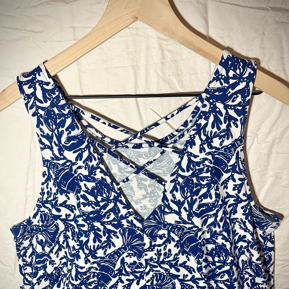 Lilly Pulitzer Blue and White Floral Women Dress - Picture 5 of 6